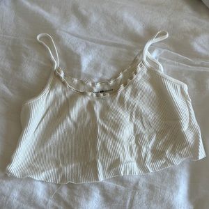 Waffle cream crop top